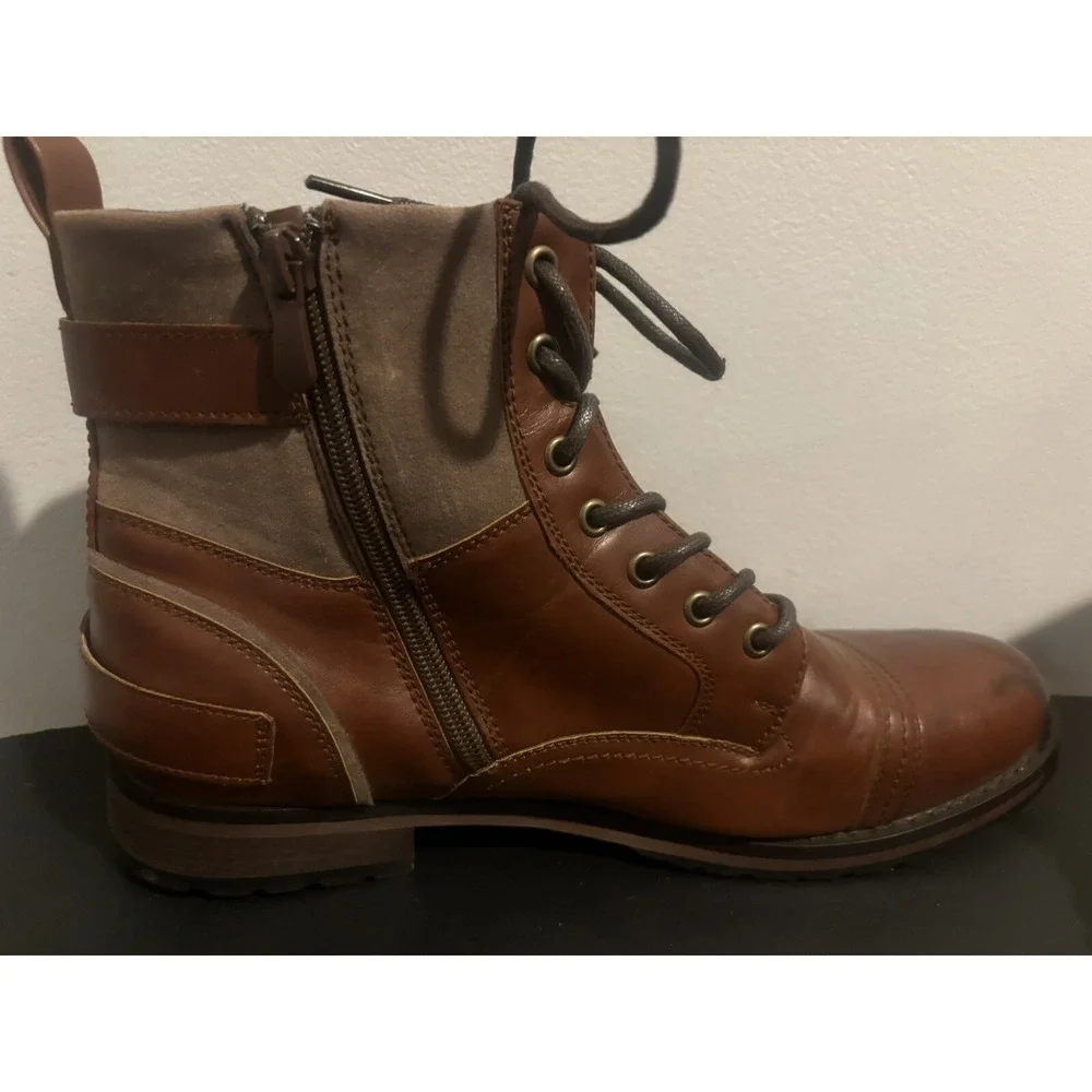 Harrison Myles‎ Dress casual Biker Lace up Boots Shoes Brown Men's Size 9.5